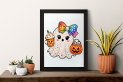 Cute Ghost Rainbow Bow Rhinestone PNG Product Image 7