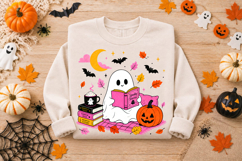 ghost clipart, reading ghost, halloween png, book lover png, cute ghost, spooky cute, sublimation png, printable png, fall clipart, clipart png
