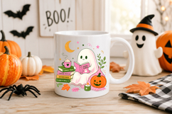 ghost reading books, ghost clipart, halloween png, pumpkin clipart, book lover png, cute ghost, sublimation png, printable png, spooky cute, fall clipart