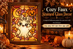 Cute Ghost Stained Glass SVG | Halloween Cut File | Cricut Product Image 2