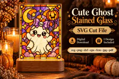 Cute Ghost Stained Glass SVG | Halloween Cut File | Cricut Product Image 1