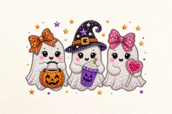 Cute Ghost Trio Rhinestone PNG Design Product Image 1