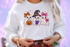 Cute Ghost Trio Rhinestone PNG Design Product Image 2