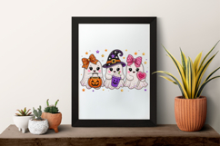 Cute Ghost Trio Rhinestone PNG Design Product Image 7