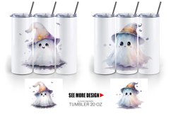 Cute Ghost Watercolor Tumbler Sublimation Wrap Product Image 2