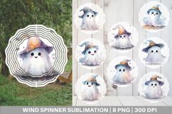 Wind Spinner Cute Ghost Watercolor | Sublimation Spinner Product Image 1