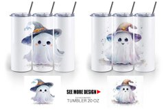 Cute Ghost Watercolor Tumbler Sublimation Wrap Product Image 3