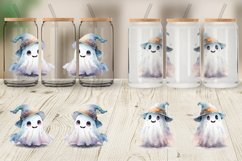 Cute Ghost Watercolor Glass Can Wraps Product Image 3