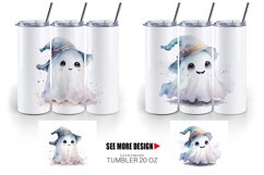 Cute Ghost Watercolor Tumbler Sublimation Wrap Product Image 5