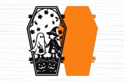 Cute Ghost Witch Halloween Coffin SVG Product Image 3