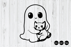 Cute Ghost With Cat SVG, Ghost SVG, Halloween SVG Product Image 1