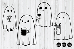 Cute Ghost With Drinks SVG, Cute Ghost SVG, Halloween SVG Product Image 1