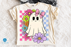 Cute Ghost With Flowers Png, Halloween Sublimation Design Product Image 1