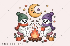 Cute Ghosts Camp Spooky Sublimation Design,Vintage Halloween Product Image 2