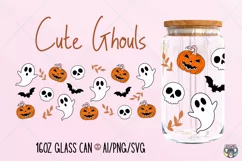 Ghouls Libbey Glass Svg, Halloween svg, 16oz Glass Can svg Product Image 1