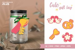 Cute, Love and Couple Theme Gift Tag Papercut Set Product Image 1