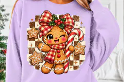 Cute Gingerbread Christmas Buffalo Plaid Bow & Candy Cane PN Product Image 5