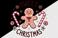 Cute gingerbread man candy canes snowflakes Sweet Christmas quote print 20 oz tumbler skinny mug wrap clipart t-shirt sublimation printable design