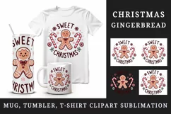 Cute gingerbread man candy canes snowflakes Sweet Christmas quote print 20 oz tumbler skinny mug wrap clipart t-shirt sublimation printable design