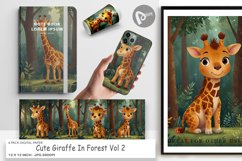 Digital Paper Cartoon Giraffe in Forest Product Image 1