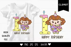 Cute girl Clipart happy birthday sublimation. Kawaii clipart Product Image 1