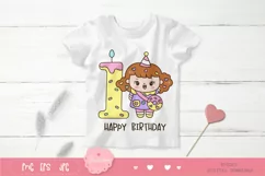 Cute girl Clipart happy birthday sublimation. Kawaii clipart Product Image 3