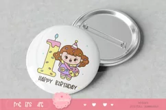 Cute girl Clipart happy birthday sublimation. Kawaii clipart Product Image 4