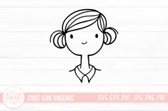 Cute Girl Line Art Sticker Emoticon Product Image 1