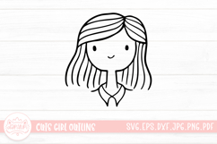 Cute Girl Line Art Sticker Emoticon Product Image 1