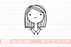 Cute Girl Line Art Sticker Emoticon Product Image 1