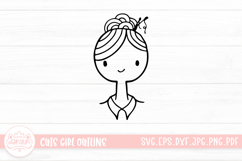 Cute Girl Line Art Sticker Emoticon Product Image 1