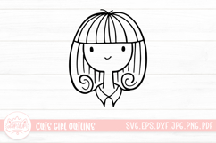 Cute Girl Line Art Sticker Emoticon Product Image 1