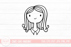 Cute Girl Line Art Sticker Emoticon Product Image 1