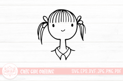 Cute Girl Line Art Sticker Emoticon Product Image 1