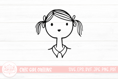 Cute Girl Line Art Sticker Emoticon Product Image 1