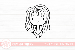 Cute Girl Line Art Sticker Emoticon Product Image 1