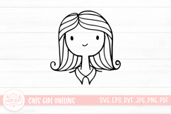 Cute Girl Line Art Sticker Emoticon Product Image 1