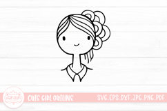 Cute Girl Line Art Sticker Emoticon Product Image 1