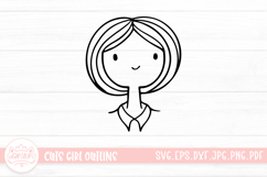 Cute Girl Line Art Sticker Emoticon Product Image 1