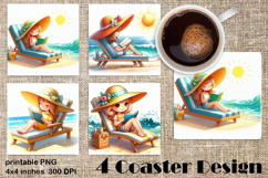 Cute baby elefant on beach Sublimation square coaster Product Image 1