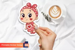 Cute Girl Sticker, Valentine Baby Girl Sticker Product Image 1