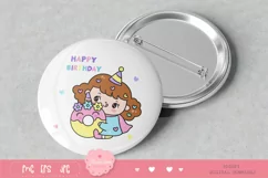 Cute girl Clipart happy birthday with unicorn donut kawaii Product Image 4