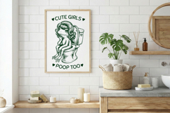 Funny Frog SVG for Bathroom Decor - Cute Girls Poop Too PNG Product Image 3