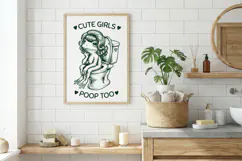 Funny Frog SVG for Bathroom Decor - Cute Girls Poop Too PNG Product Image 3