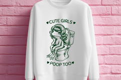 Funny Frog SVG for Bathroom Decor - Cute Girls Poop Too PNG Product Image 2