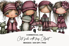Cute girls with frog Clipart Product Image 1