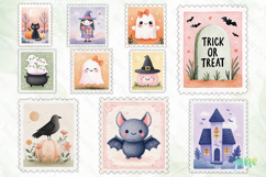 Cute Girly Halloween Postage Stamp Clipart Bundle Product Image 8
