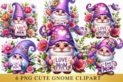 6 png Cute gnome clipart, Gnome Mother&#039;s Day Bundle Product Image 1