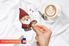 Cute Gnome Coffee Sticker, Coffee Valentine Sticker Product Image 1