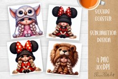 Cute gnome girl Square Coaster Sublimation Design Product Image 1
